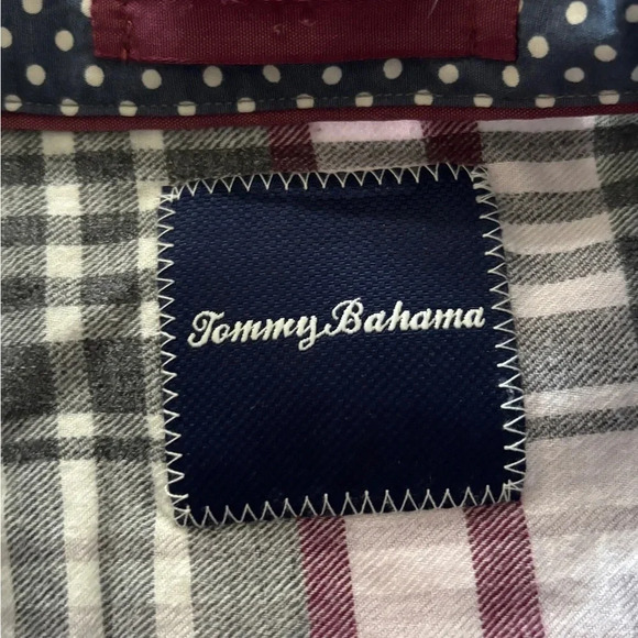 Tommy Bahama Men’s Stretch Flannel Button Up Red/Blk/Wht SZ L - Picture 3 of 8